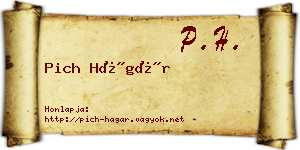 Pich Hágár névjegykártya
